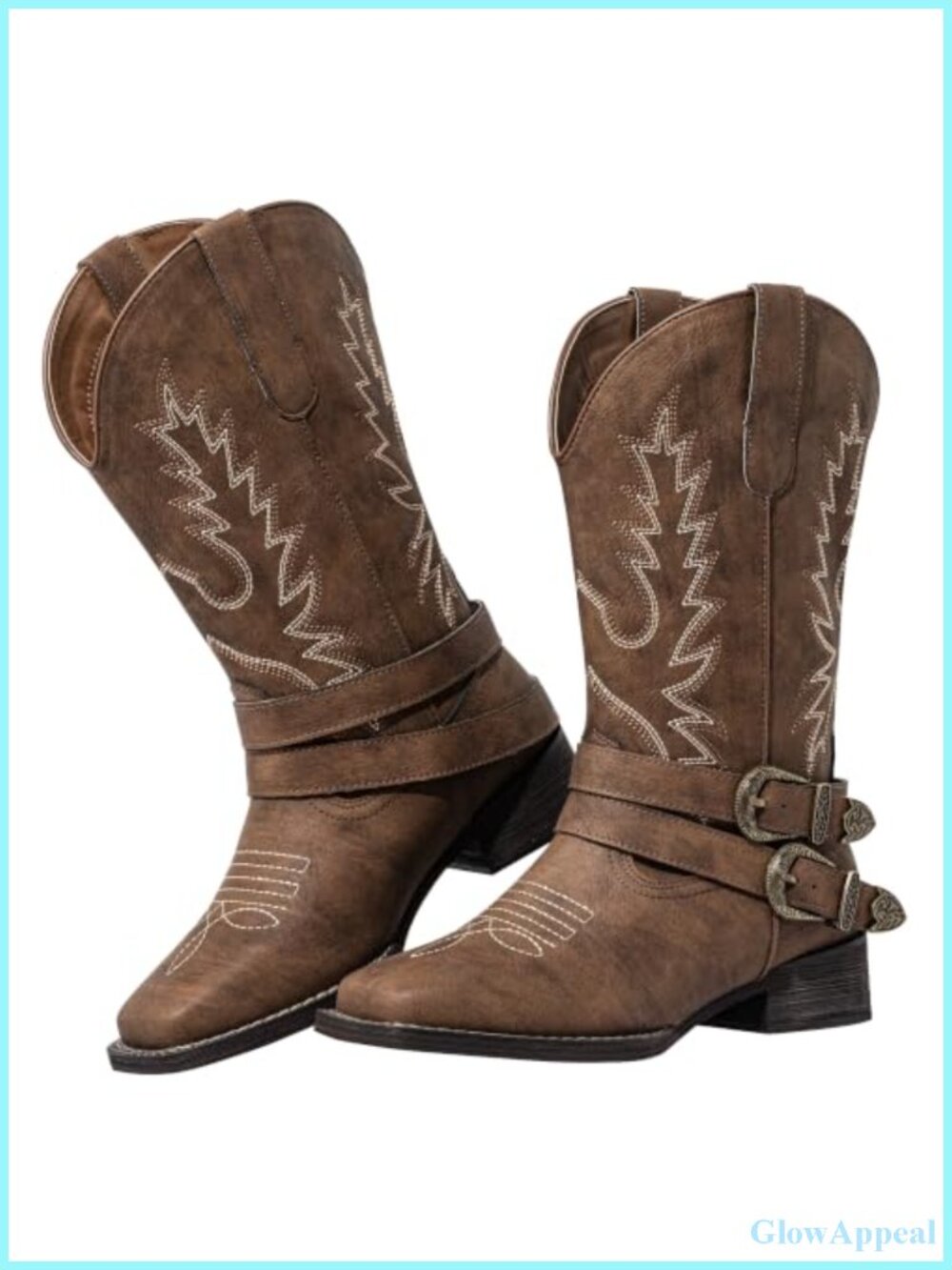 SheSole Wide Calf Cowboy Boots - Square Toe Mid-Calf Western Boots for Women